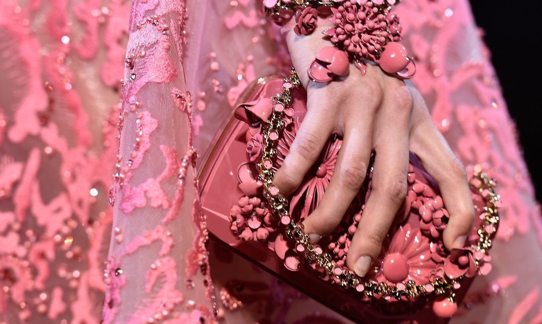 PARIS, FRANCE - JULY 09: A bag detail is seen as a model walks the runway during the Elie Saab show as part of Paris Fashion Week - Haute Couture Fall/Winter 2014-2015 at Pavillon Cambon Capucines on July 9, 2014 in Paris, France. (Photo by Pascal Le Segretain/Getty Images)